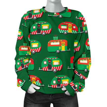 Camper Camping Christmas Themed Print Women Long Sleeve Sweatshirt