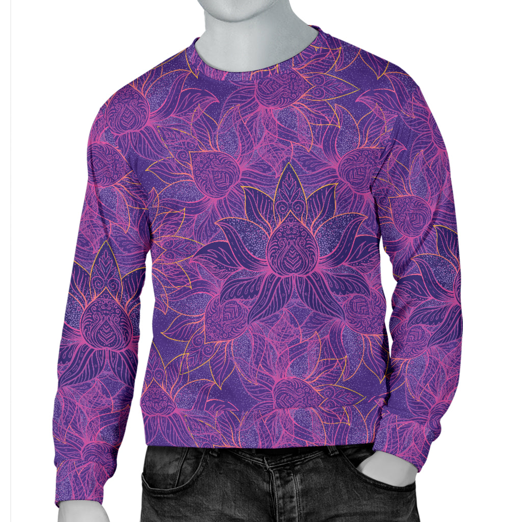 Bohemian Lotus Mandala Style Men Long Sleeve Sweatshirt