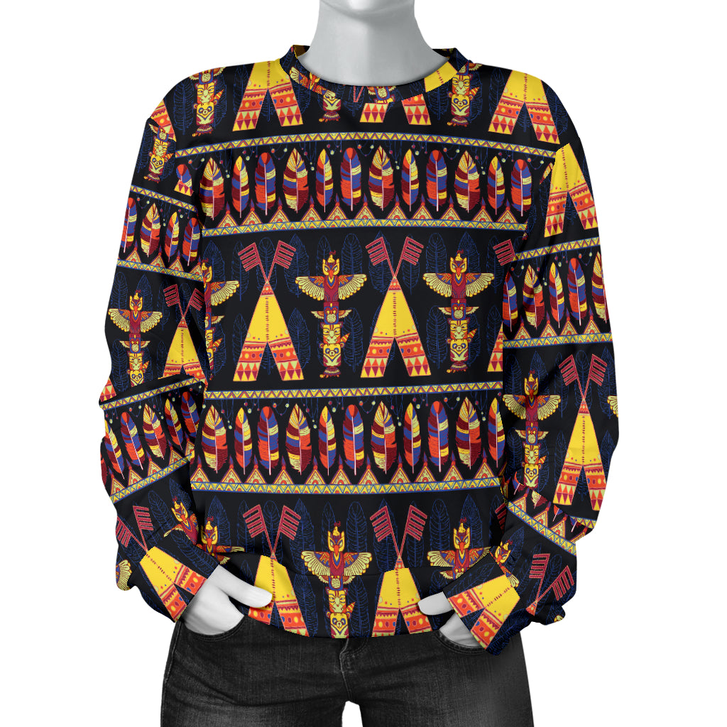 Totem Pole Design Women Long Sleeve Sweatshirt