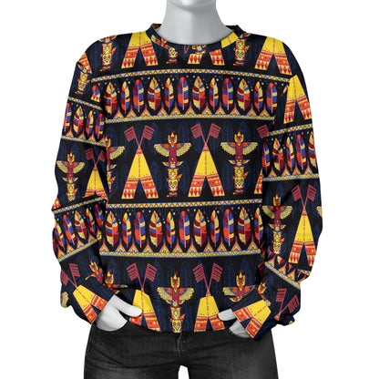Totem Pole Design Women Long Sleeve Sweatshirt
