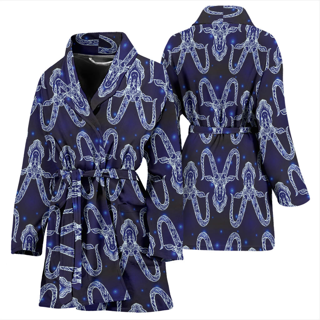 Capricorn Zodiac Pattern Print Design 03 Women Bathrobe