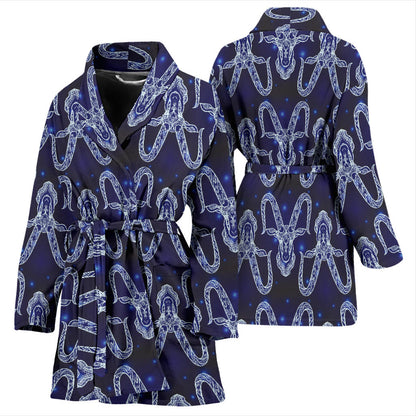 Capricorn Zodiac Pattern Print Design 03 Women Bathrobe