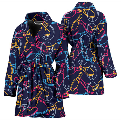 Bowling Pattern Print Design 07 Women Bathrobe