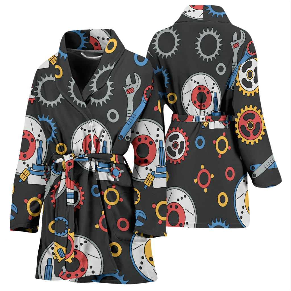 Mechanic Pattern Print Design 01 Women Bathrobe