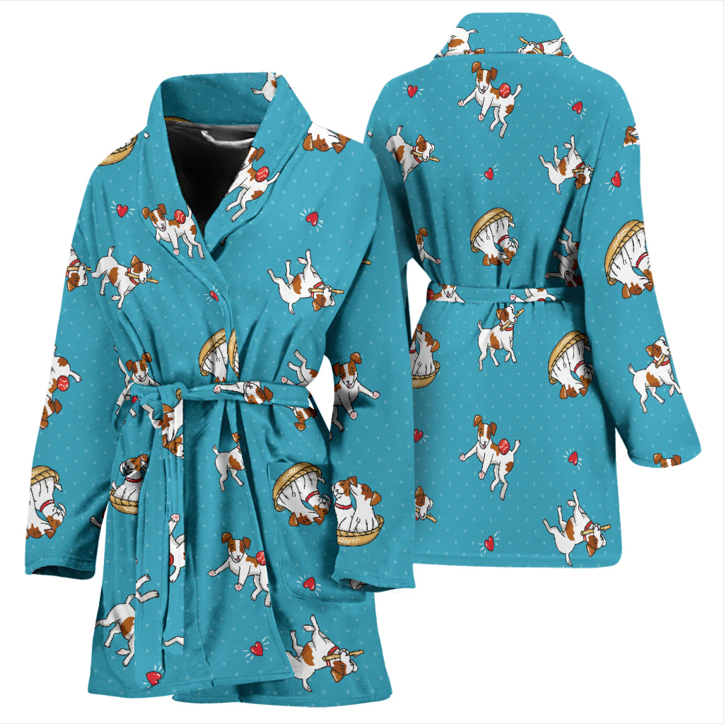 Russell Terriers Playing Print Design LKS305 Women Bathrobe