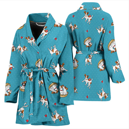 Russell Terriers Playing Print Design LKS305 Women Bathrobe
