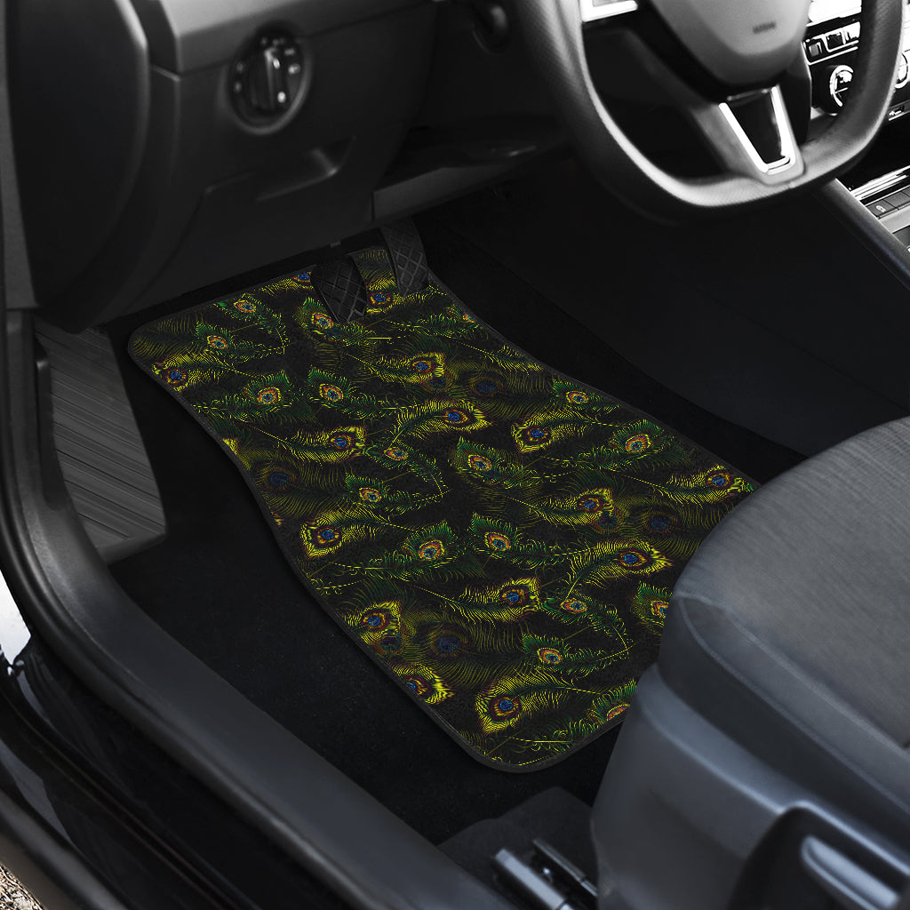 Peacock Feather Pattern Design Print Car Floor Mats Front Back