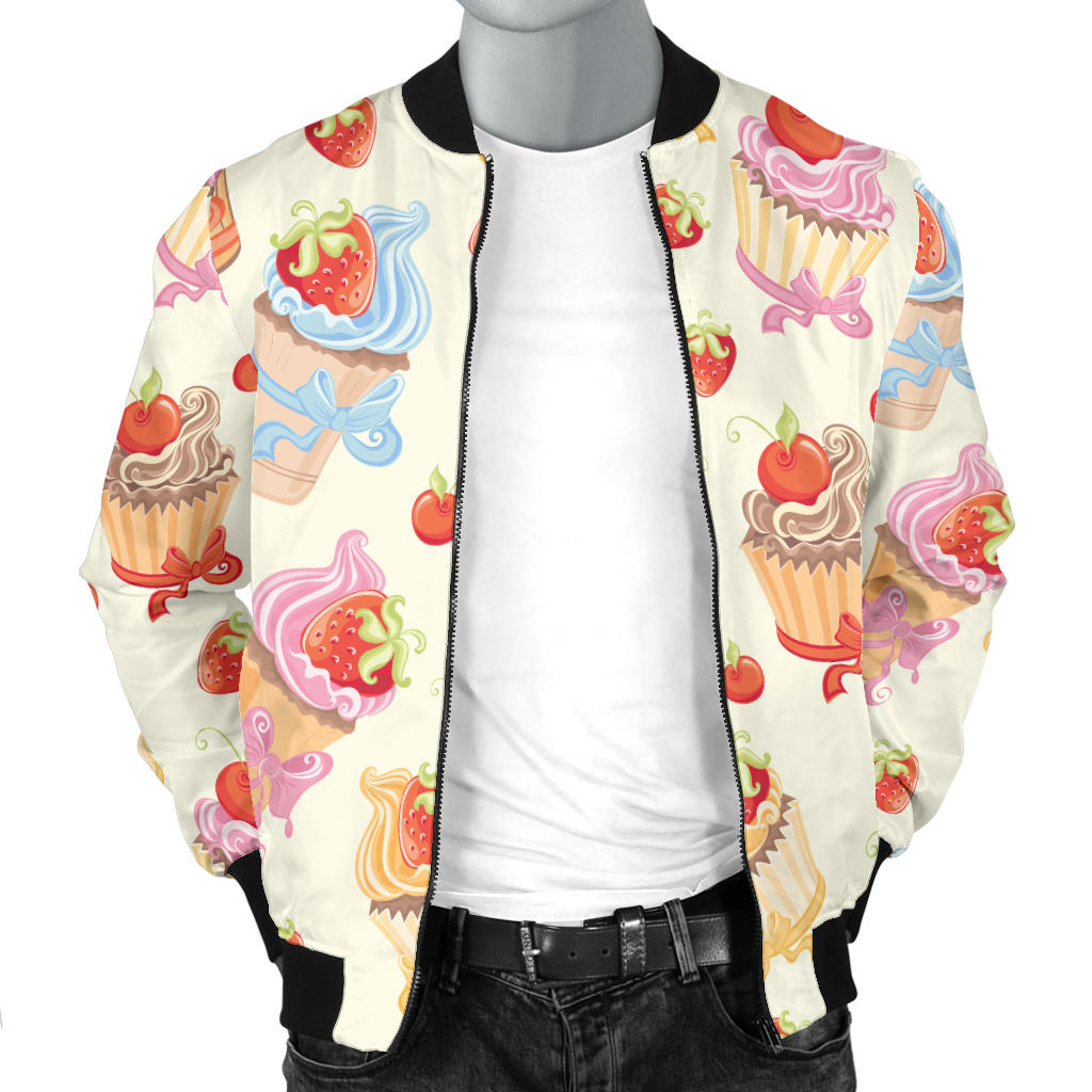 Cupcakes Strawberry Cherry Print Men Bomber Jacket