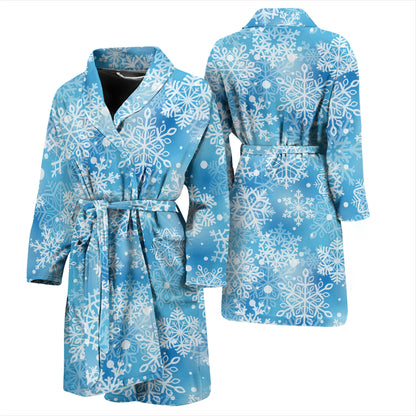 Snowflake Blue Print Design LKS301 Men Bathrobe