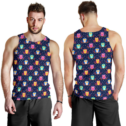 Owl Cute Themed Design Print Men Tank Top