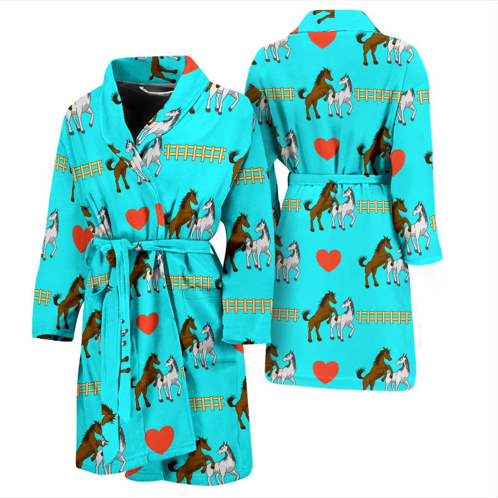 Horse Couple Love Print Design LKS309 Men Bathrobe