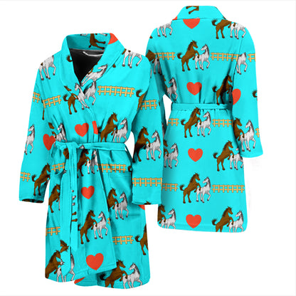 Horse Couple Love Print Design LKS309 Men Bathrobe