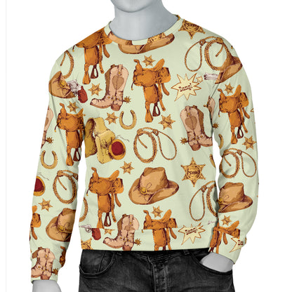 Western Cowboy Design Pattern Men Long Sleeve Sweatshirt