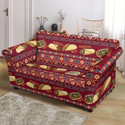 Burrito Taco Print Design LKS302 Loveseat Couch Slipcover
