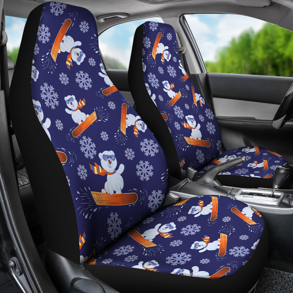 Snowboard Bear Print Design LKS305 Car Seat Covers