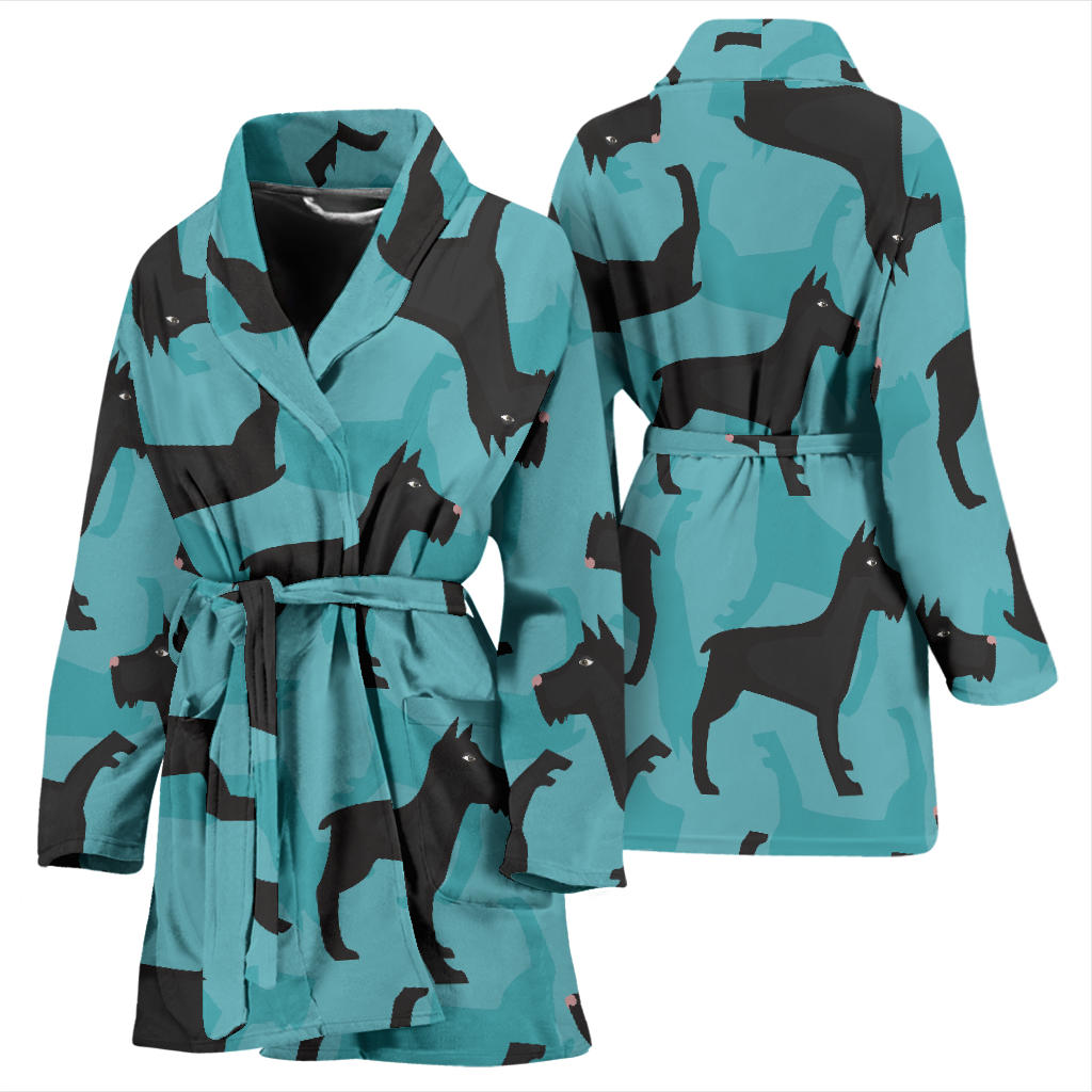 Schnauzers Pattern Print Design A01 Women Bathrobe