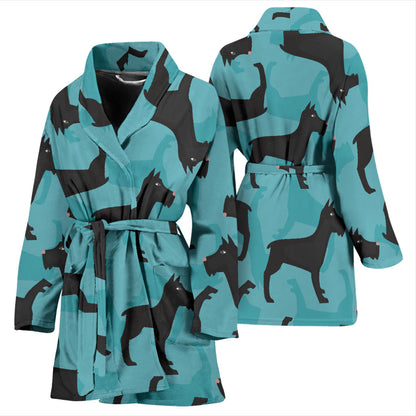 Schnauzers Pattern Print Design A01 Women Bathrobe