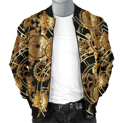 Steampunk Gear Design Themed Print Men Bomber Jacket