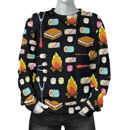 Camping Campfire Marshmallows Women Long Sleeve Sweatshirt