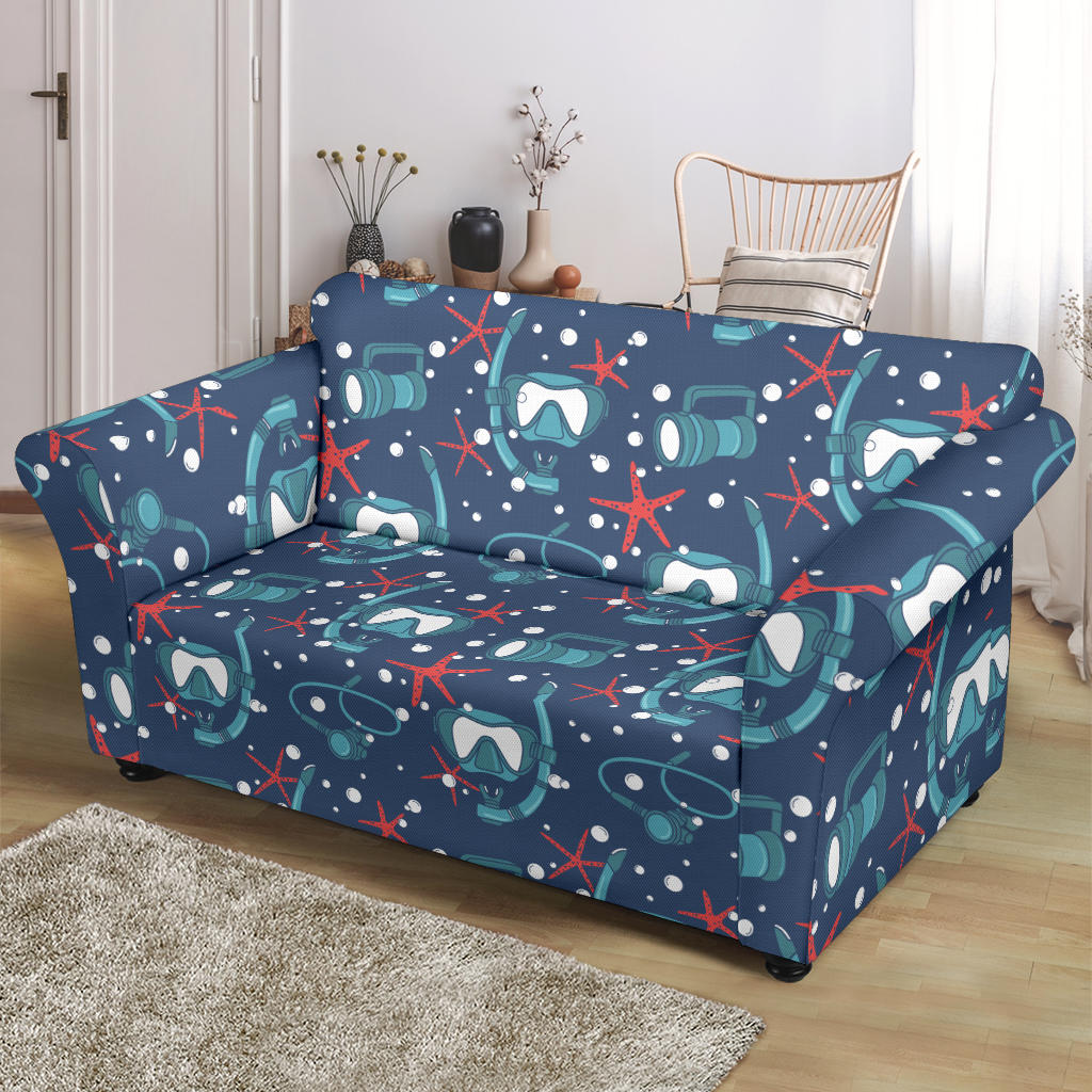 Scuba Equipment Print Design LKS302 Loveseat Couch Slipcover