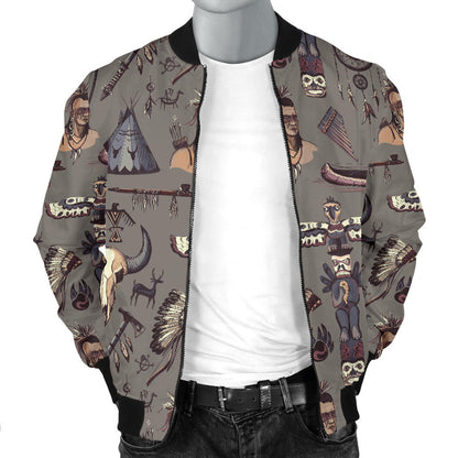 Native Indian life Design Print Men Bomber Jacket