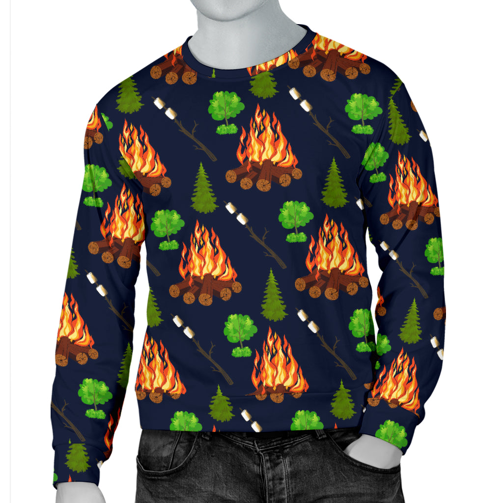 Camfire marshmallow Camping Design Print Men Long Sleeve Sweatshirt
