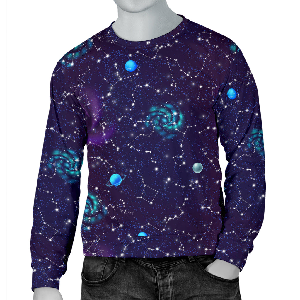 Zodiac Galaxy Design Print Men Long Sleeve Sweatshirt