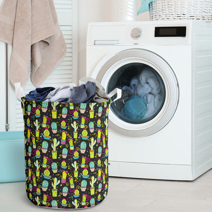 Cactus Neon Style Print Pattern Laundry Basket