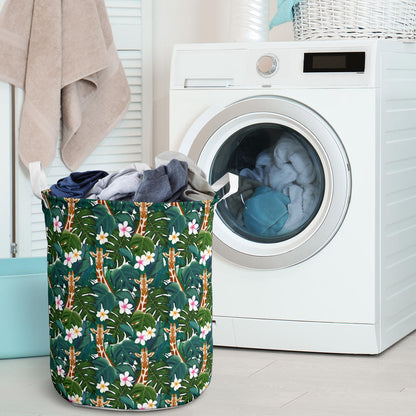 Giraffe Jungle Design Print Laundry Basket