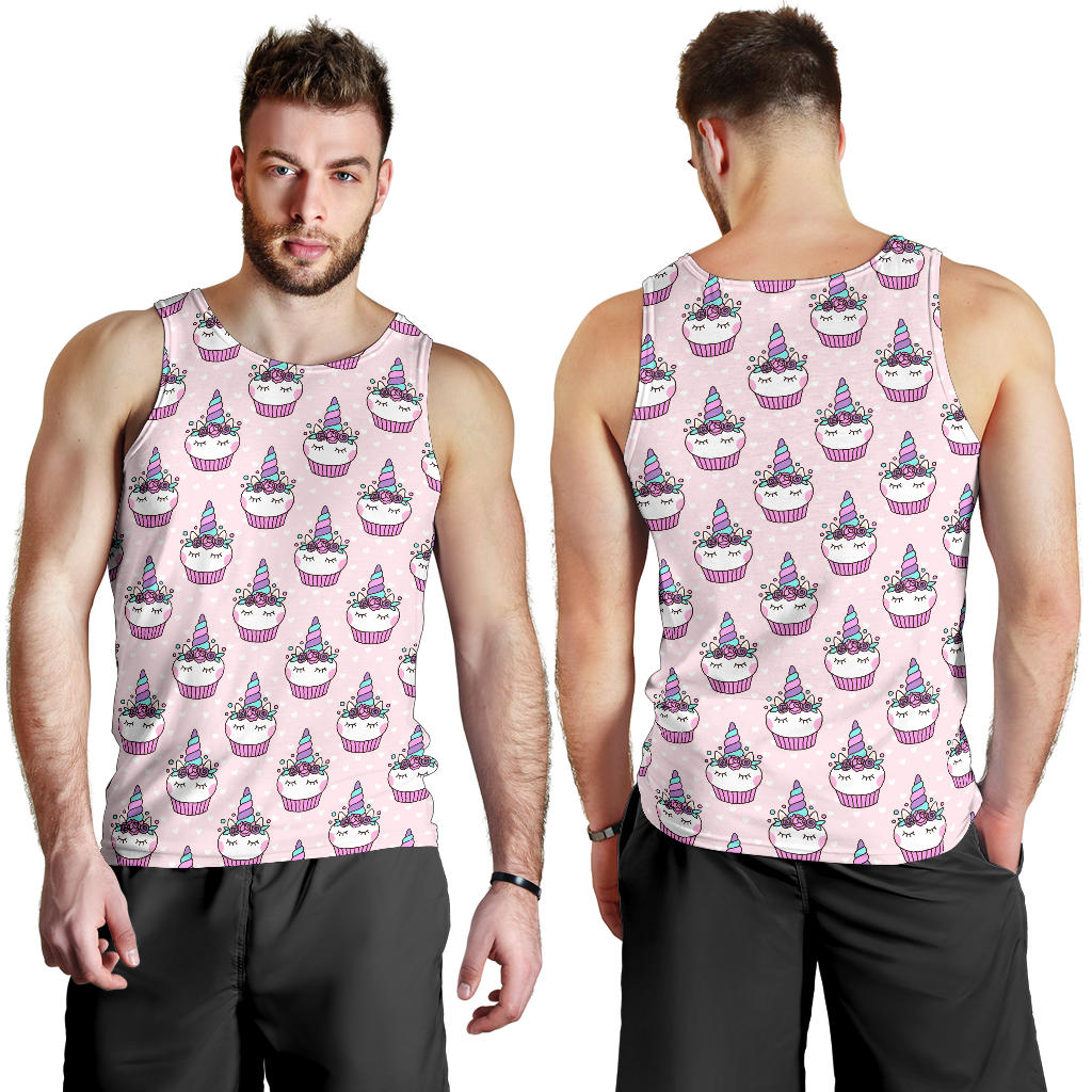 Cupcakes Unicorn Print Pattern Men Tank Top