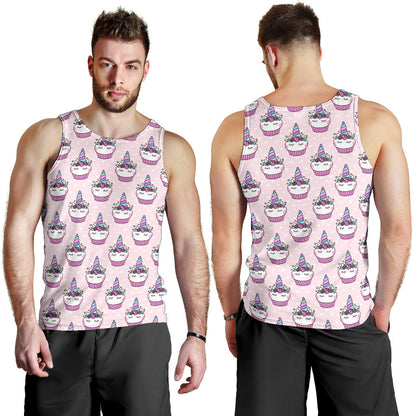 Cupcakes Unicorn Print Pattern Men Tank Top