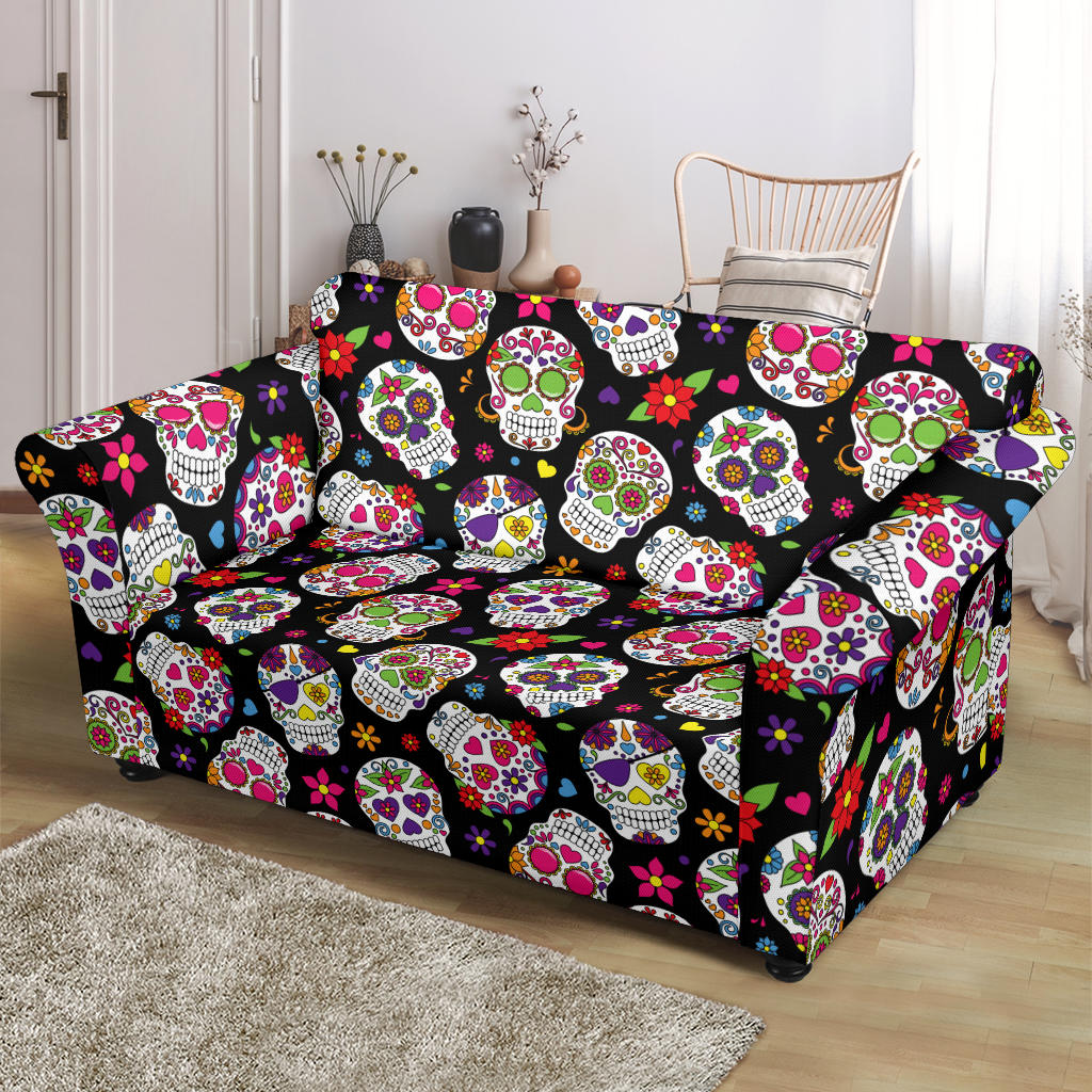 Sugar Skull Print Design LKS302 Loveseat Couch Slipcover