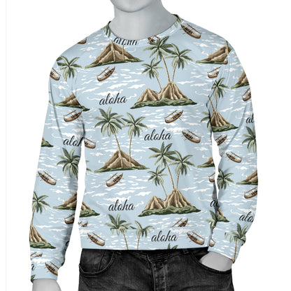 Aloha Hawaii island Design Themed Print Men Long Sleeve Sweatshirt