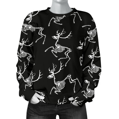Deer Skeleton Print Pattern Women Long Sleeve Sweatshirt