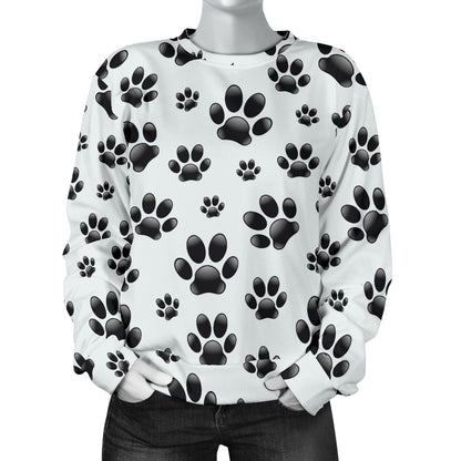 Paw Themed Print Women Long Sleeve Sweatshirt