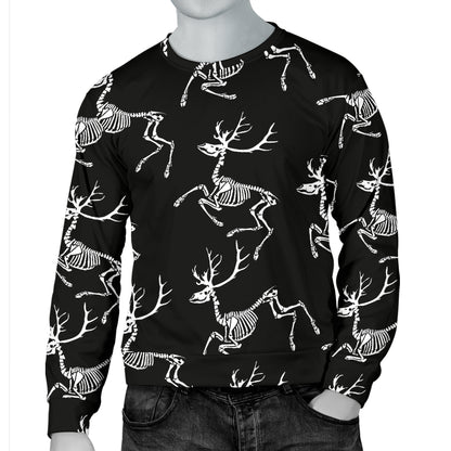 Deer Skeleton Print Pattern Men Long Sleeve Sweatshirt