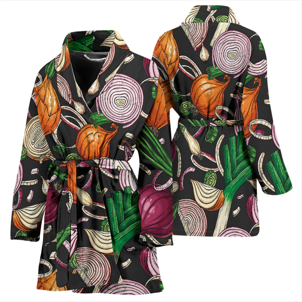 Onion Pattern Print Design A03 Women Bathrobe