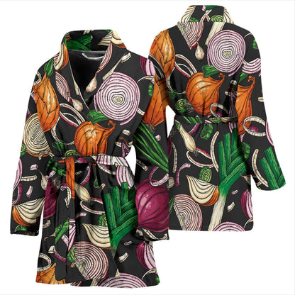 Onion Pattern Print Design A03 Women Bathrobe