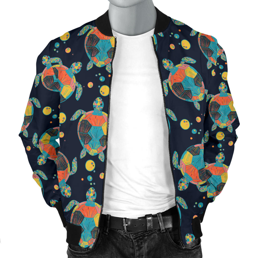 Sea Turtle Colorful with bubble Print Men Bomber Jacket