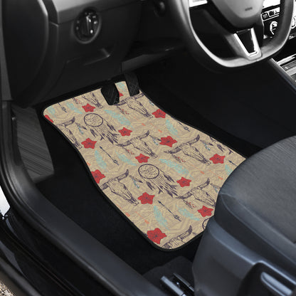 Native Buffalo Head Themed Design Print Car Floor Mats Front Back