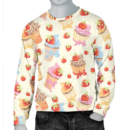 Cupcakes Strawberry Cherry Print Men Long Sleeve Sweatshirt
