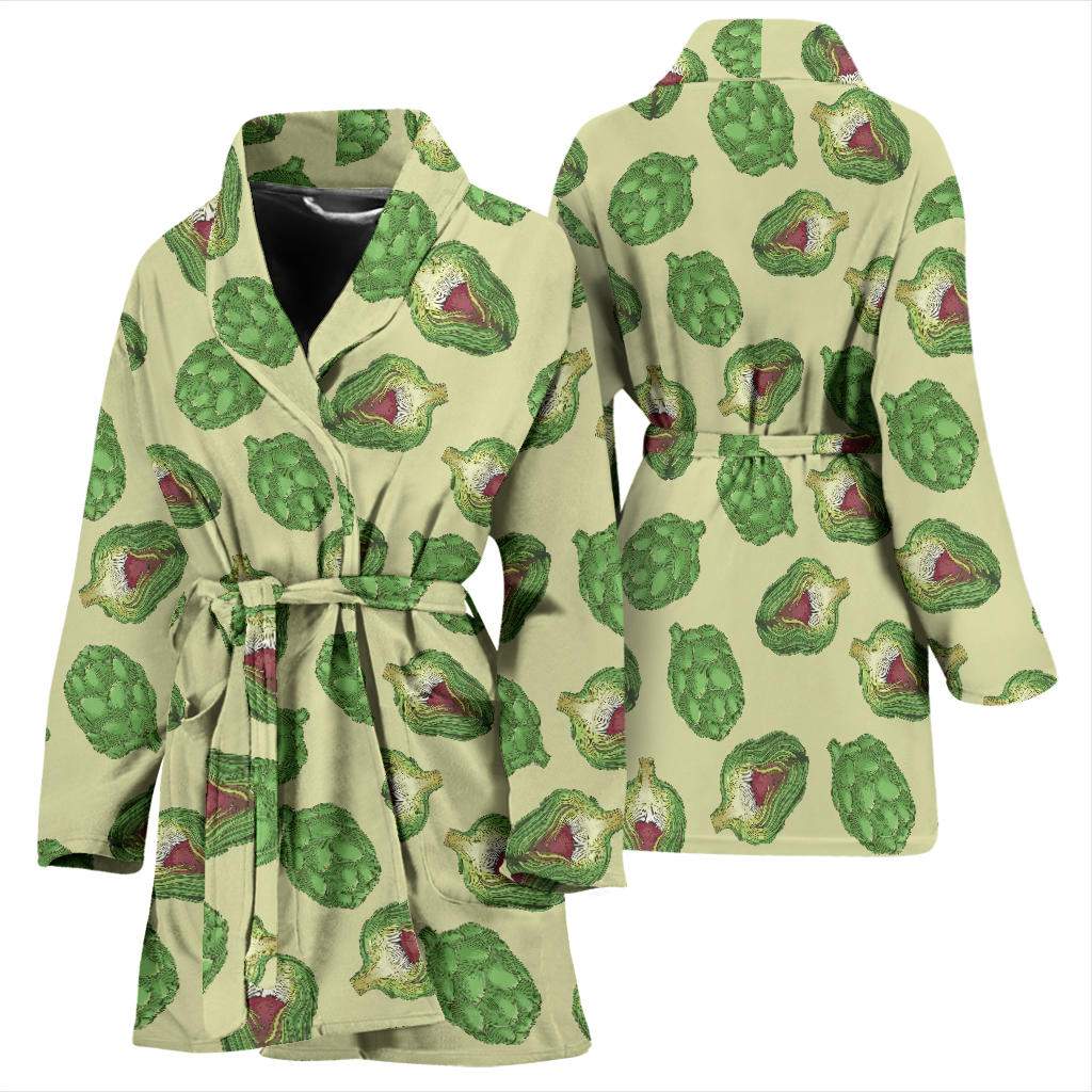 Artichoke Pattern Print Design 03 Women Bathrobe
