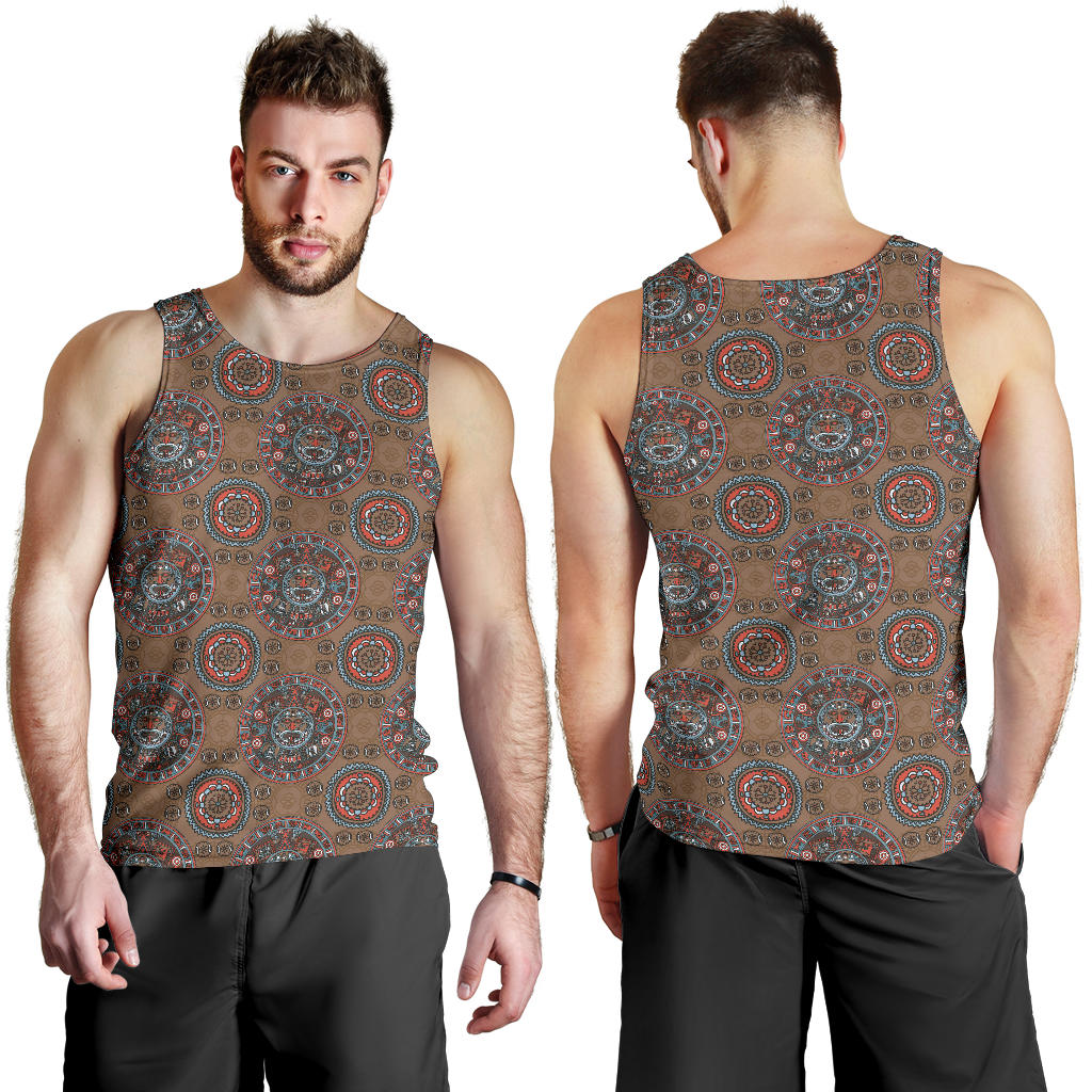 Calendar Aztec Design Print Pattern Men Tank Top