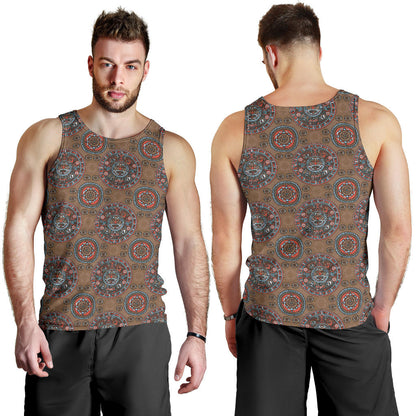 Calendar Aztec Design Print Pattern Men Tank Top