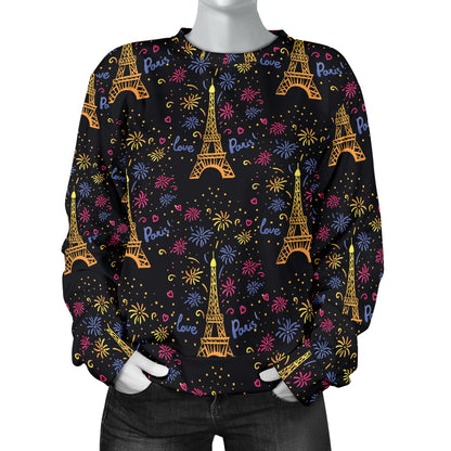 Eiffel Tower Love Paris Print Women Long Sleeve Sweatshirt