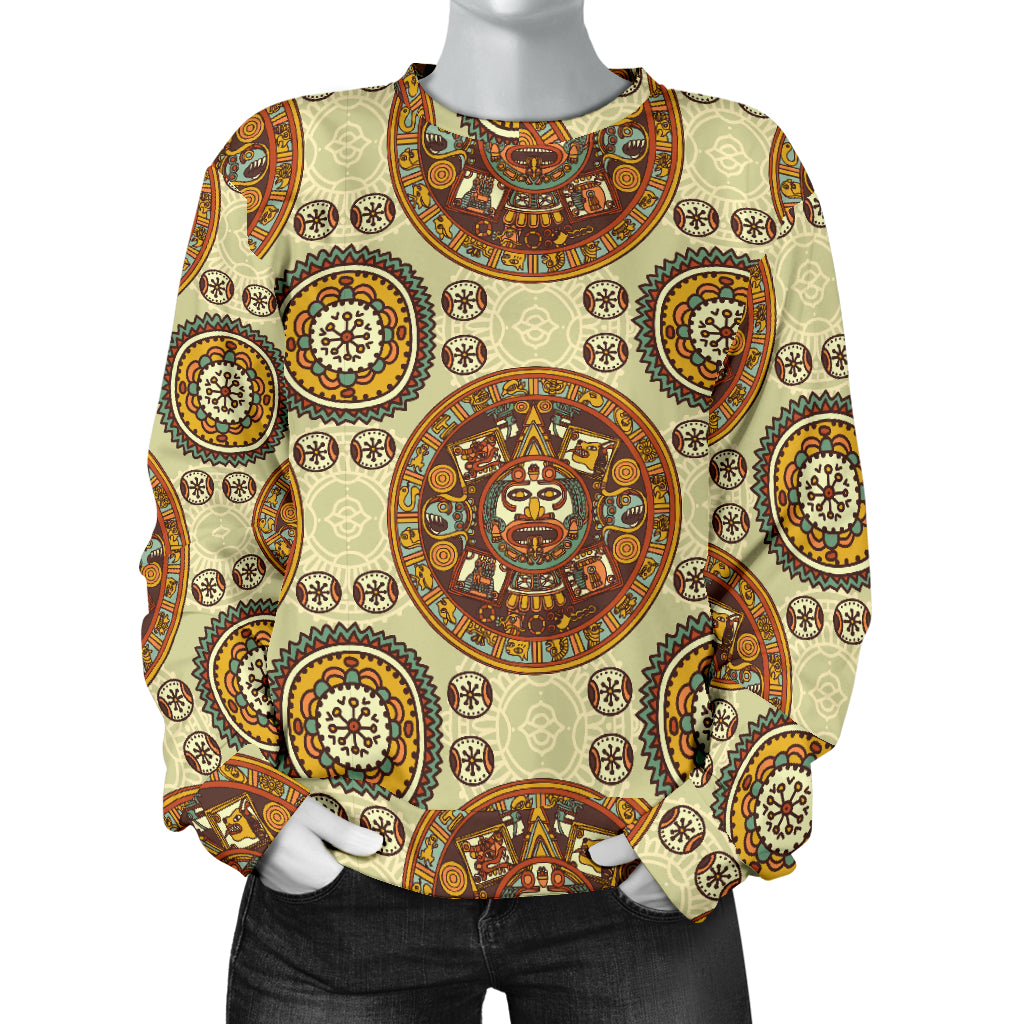Calendar Aztec Themed Print Pattern Women Long Sleeve Sweatshirt