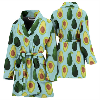 Avocado Pattern Print Design 04 Women Bathrobe