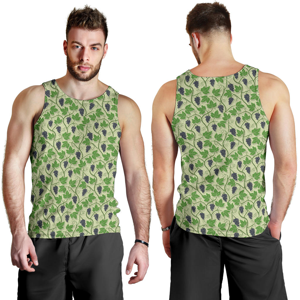 Wine Grape Thmed Print Men Tank Top