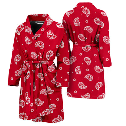 Bandana Red Paisley Print Design LKS305 Men Bathrobe