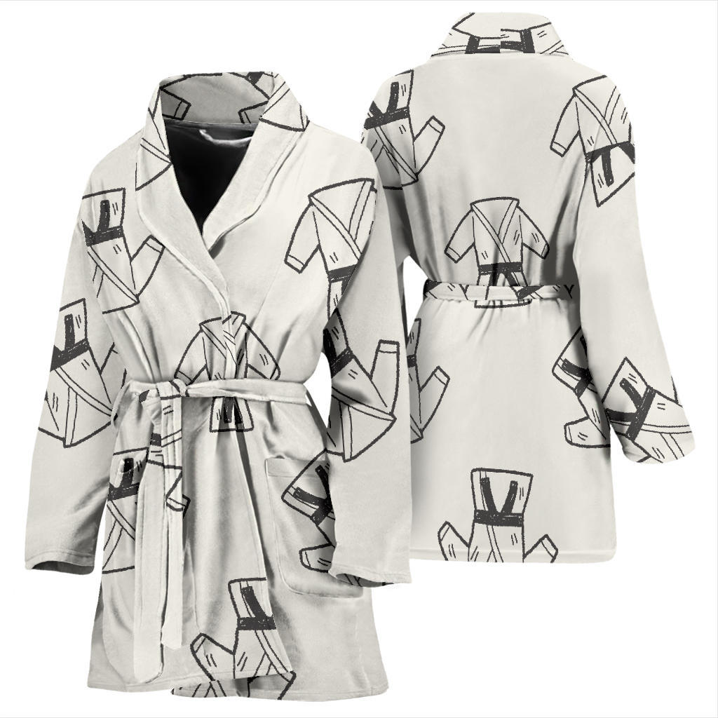 Karate Pattern Print Design 01 Women Bathrobe